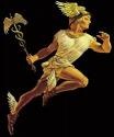 The Greek God Hermes in flight