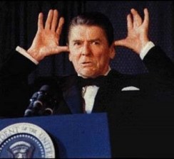 Ronald Reagan Making the Gesture of a Village Idiot