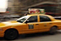 New York City cab in motion