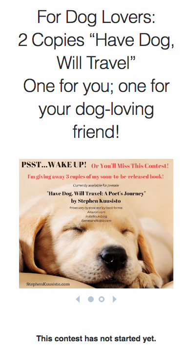 Have Dog, Will Travel Book Giveaway Contest